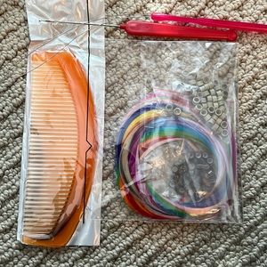 Bead hair extensions 2 sets color and feather color